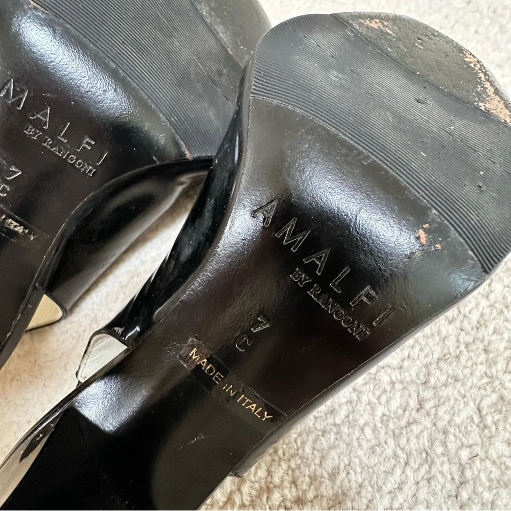 VTG Amalfi by Rongoni Black Patent Leather Peep-Toe Slingbacks Made in Italy 7 - Picture 5 of 7
